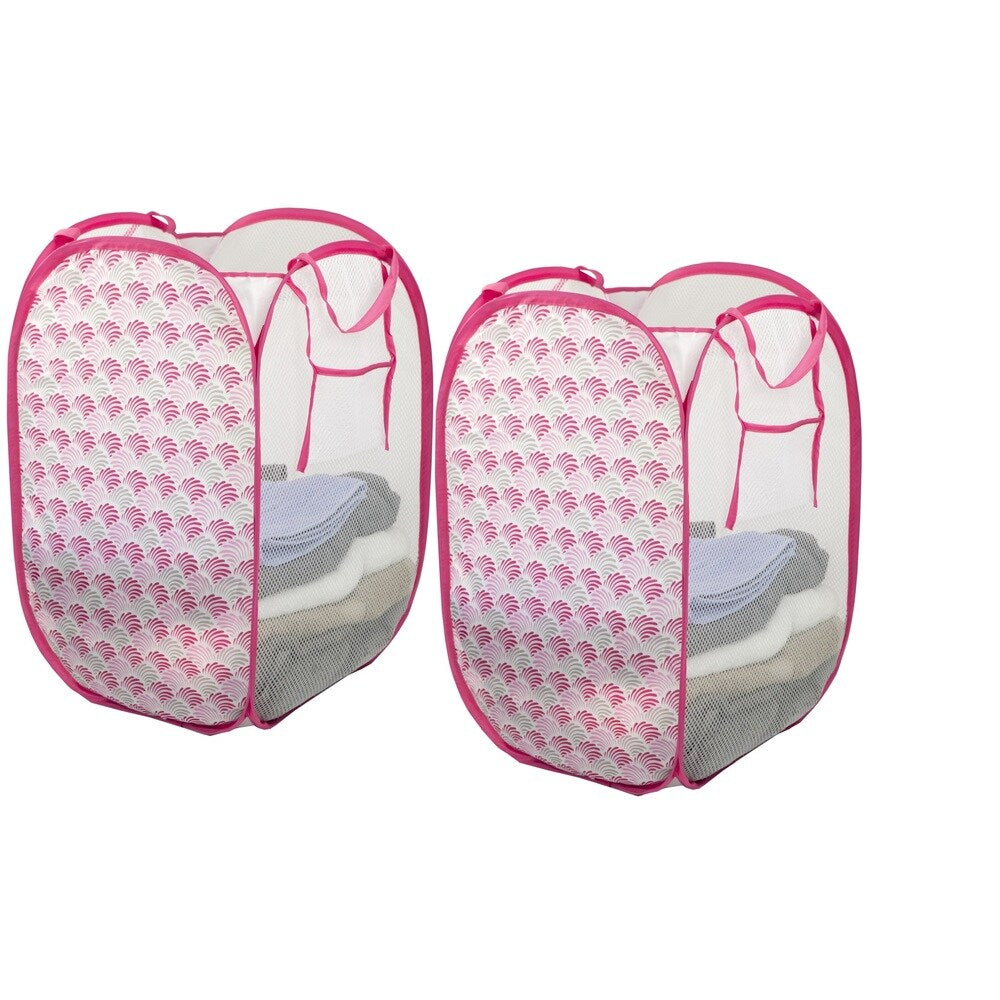 Sunbeam Nylon Mesh Pop-up Laundry Hamper with Carry Handles (Set of 2)