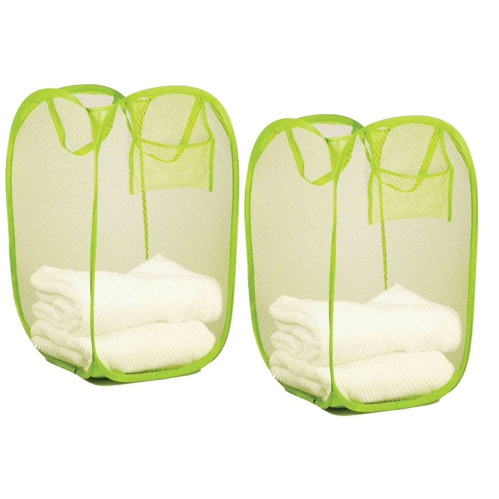 Sunbeam Nylon Mesh Pop-up Laundry Hamper with Carry Handles (Set of 2)
