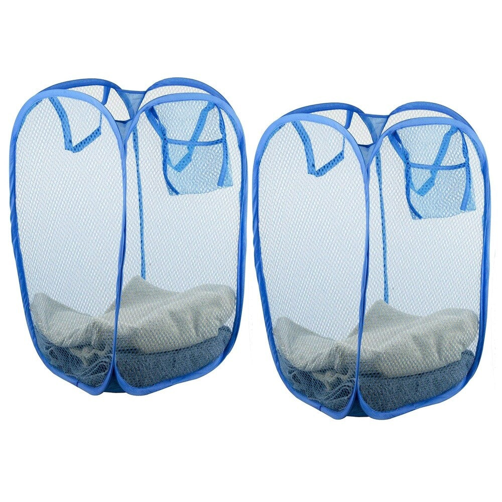 Sunbeam Nylon Mesh Pop-up Laundry Hamper with Carry Handles (Set of 2)