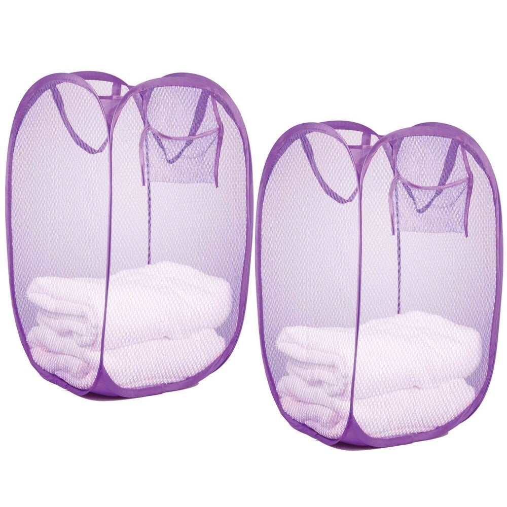 Sunbeam Nylon Mesh Pop-up Laundry Hamper with Carry Handles (Set of 2)