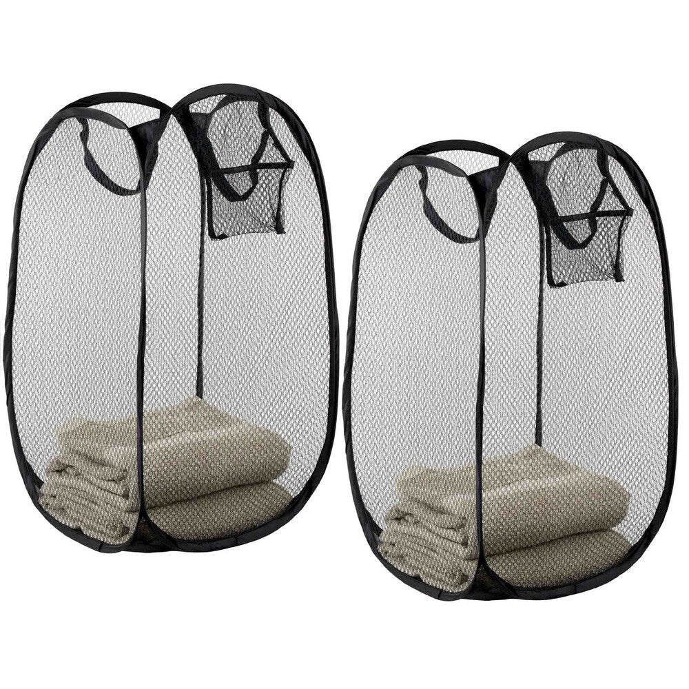 Sunbeam Nylon Mesh Pop-up Laundry Hamper with Carry Handles (Set of 2)