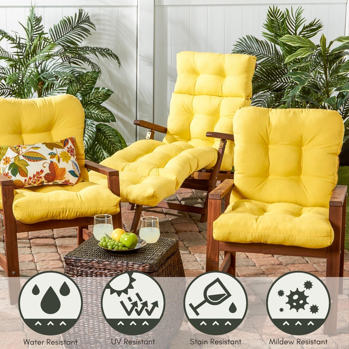 Sunbeam Outdoor Yellow Seat/ Back Chair Cushion (Cushion Only)