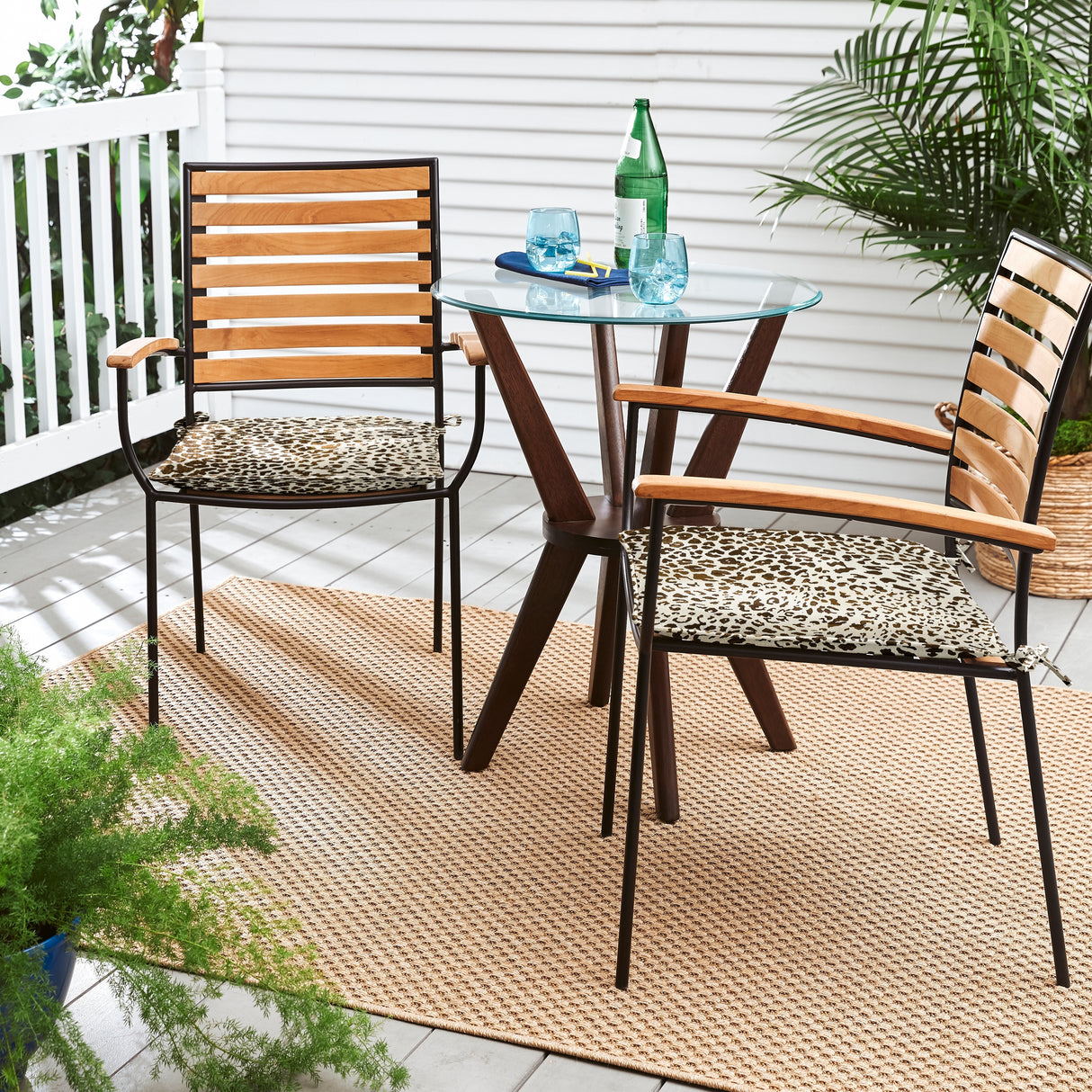 Sunbrella Leopard Indoor/Outdoor Chair Pad Set, Corded
