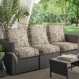 Sunbrella Tan Leopard Indoor/Outdoor Deep Seating Sofa Set, Corded