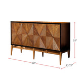 Sunburst 4-Door Accent Cabinet in Brown And Antique Gold