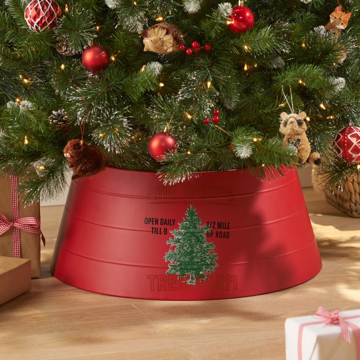 Suncook Iron Christmas Tree Collar by Christopher Knight Home - Red