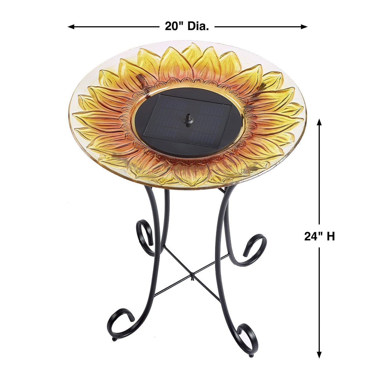 Sunflower Glass Solar Birdbath