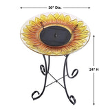 Sunflower Glass Solar Birdbath