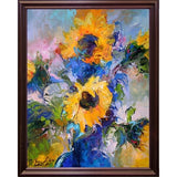 Sunflowers In Blue Vase-RICWAL141563 Print 9.25"x7.25" by Richard Wallich