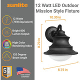 Sunlite Black LED CCT Color Tunable Switch 3000K, 4000K, 5000K Outdoor Barn Light Sconce - 8.7 in