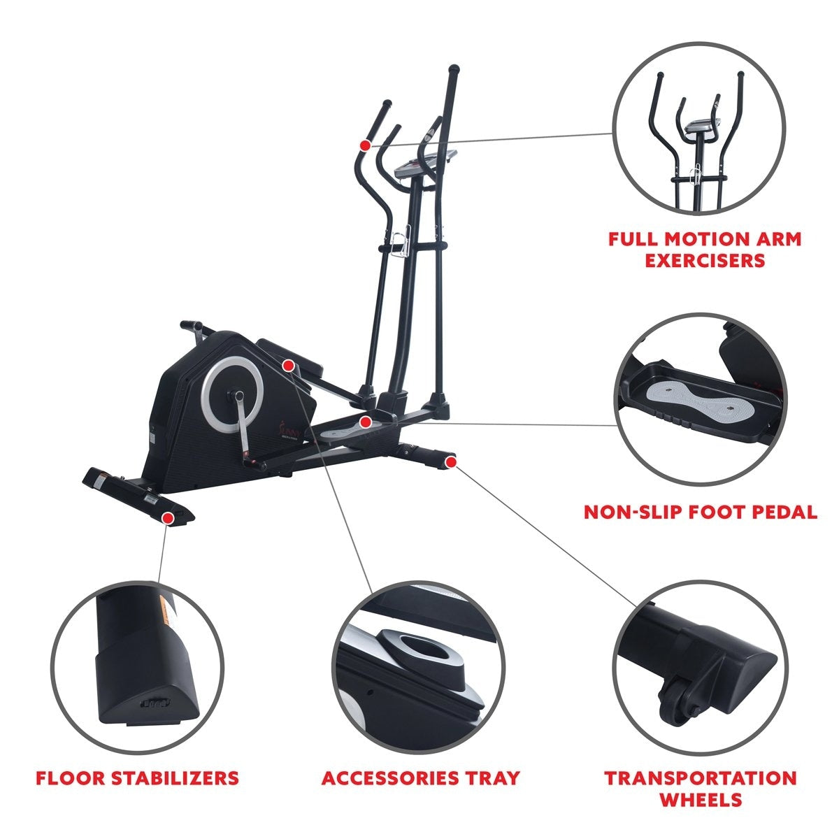 Sunny Health Fitness Programmable Cardio Elliptical Trainer