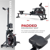 Sunny Health Fitness Smart Obsidian Surge Water Rower - SF-RW5713SMART