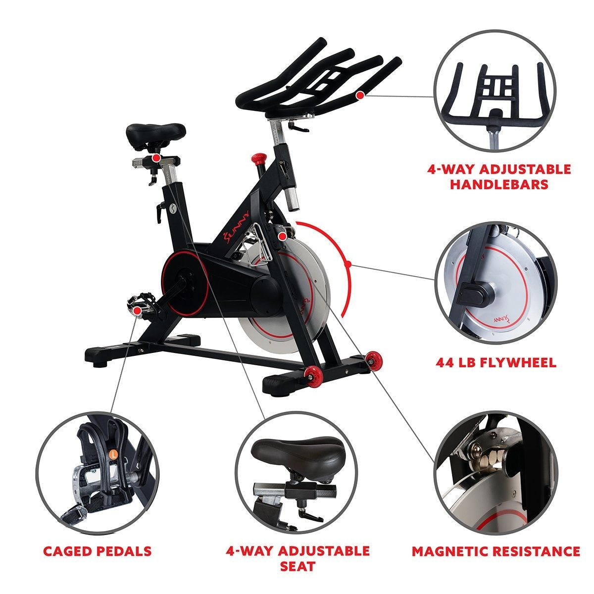 Sunny Health & Fitness Magnetic Belt Drive Indoor Cycling Bike