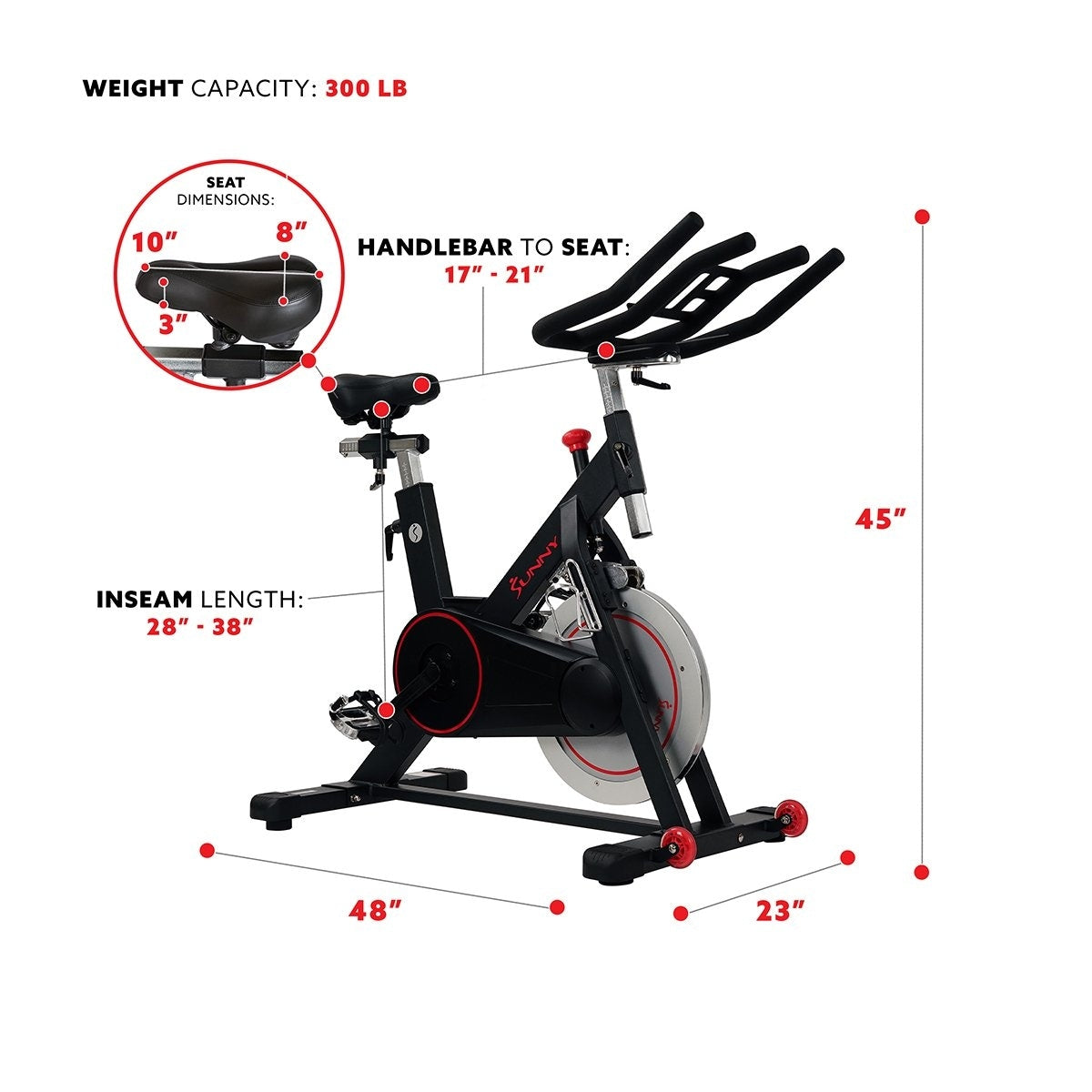 Sunny Health & Fitness Magnetic Belt Drive Indoor Cycling Bike
