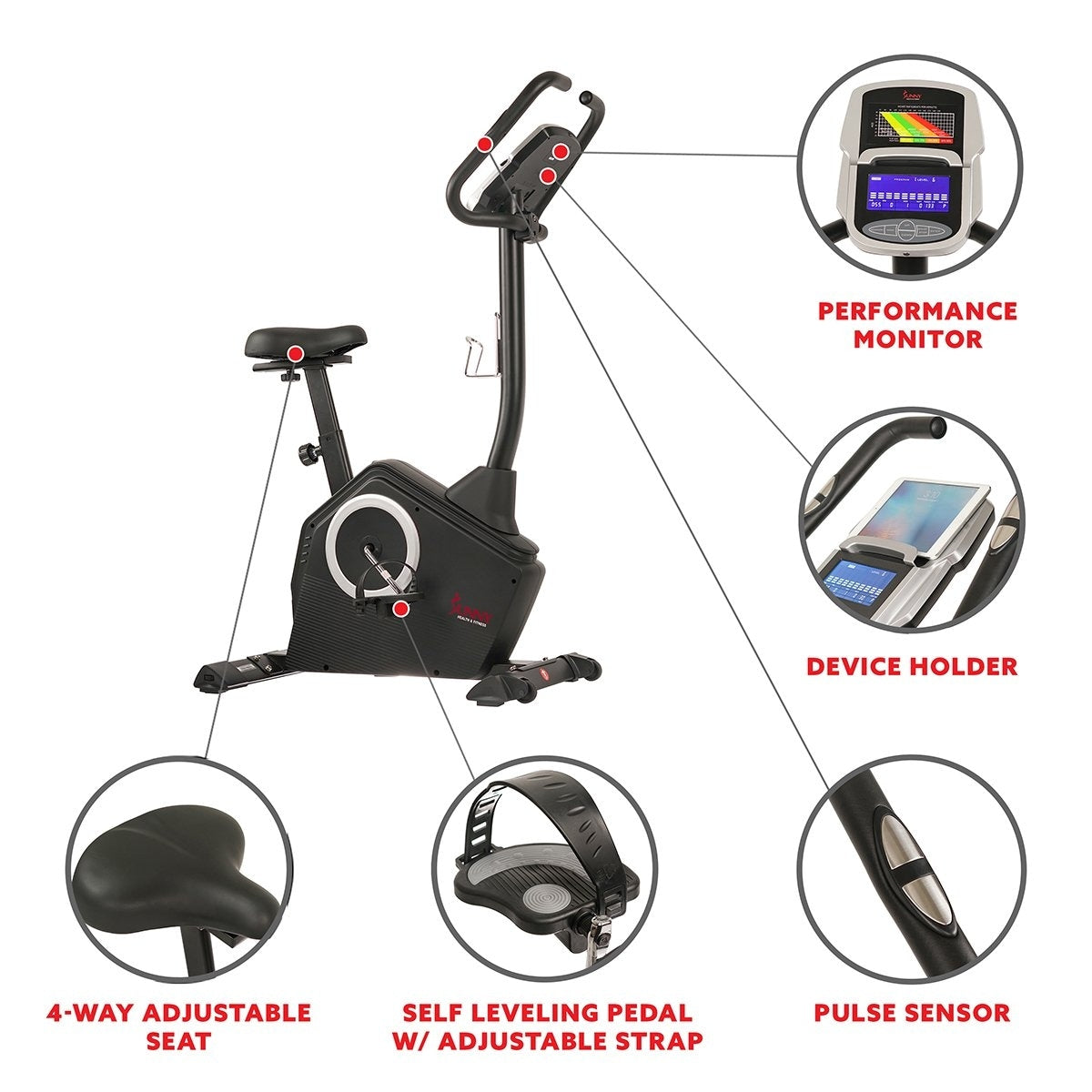 Sunny Health & Fitness Programmable Upright Bike