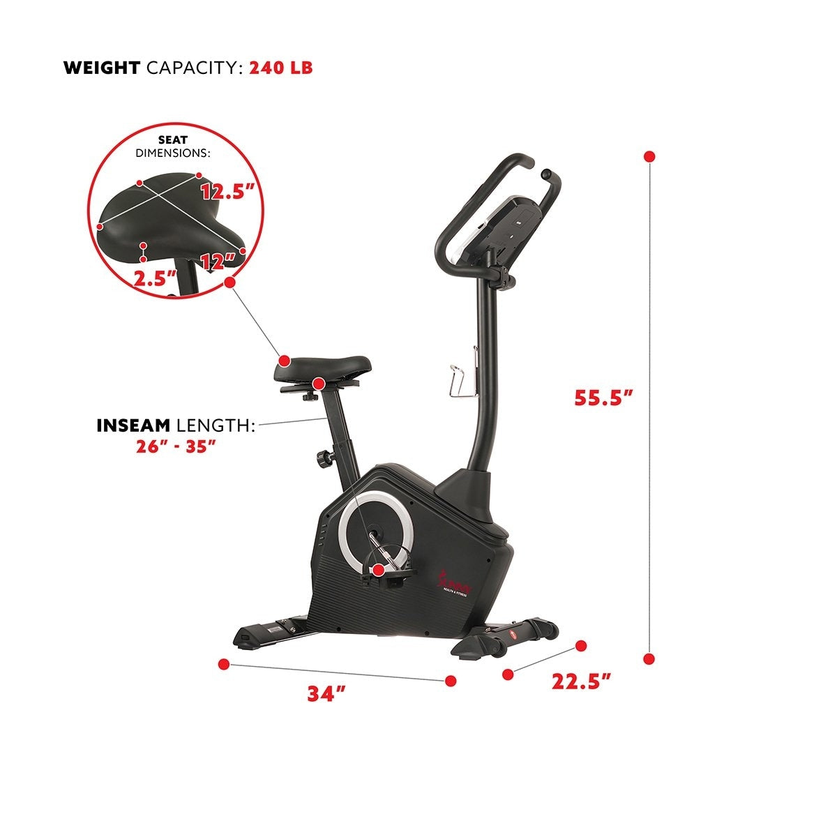 Sunny Health & Fitness Programmable Upright Bike