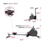 Sunny Health & Fitness SMART Magnetic Rowing Machine with Bluetooth Connectivity - SF-RW522016