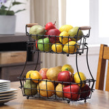 SunnyPoint 2-Tier Rectangle Countertop Fruit, Bread Wire Basket