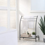 SunnyPoint Freestanding 3 Hanging Bar Towel Rack With Bottom Shelf