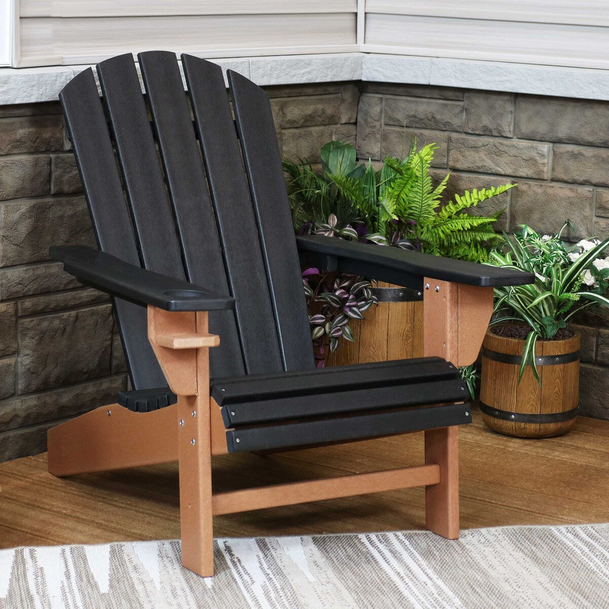 Sunnydaze All-Weather Outdoor Adirondack Chair with Drink Holder