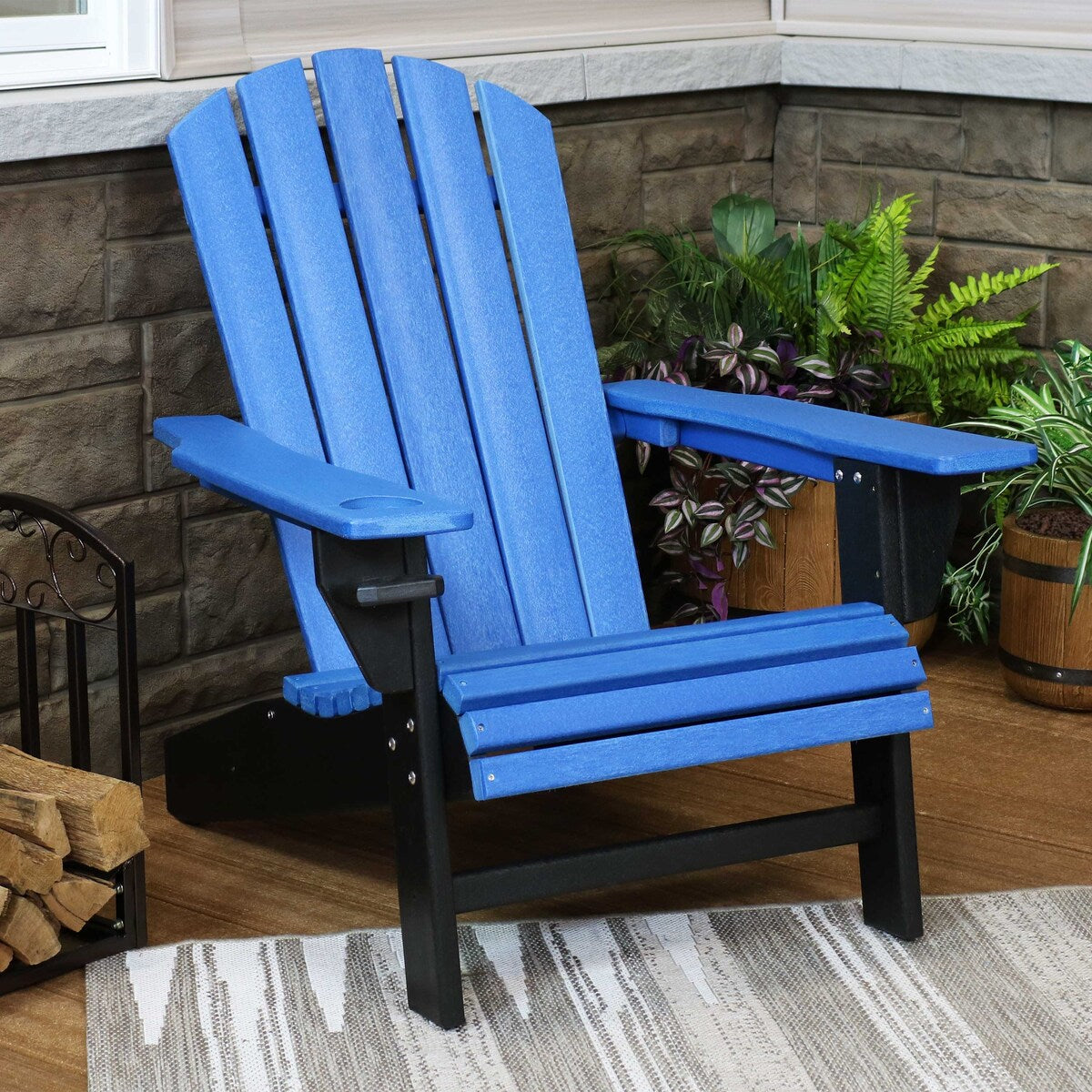 Sunnydaze All-Weather Outdoor Adirondack Chair with Drink Holder