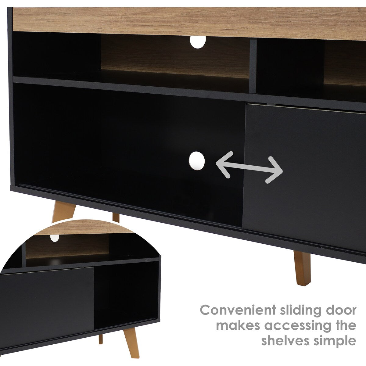Sunnydaze Mid-Century Modern TV Stand Console for 58" TV with Cabinet
