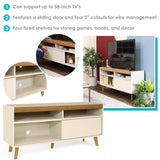 Sunnydaze Mid-Century Modern TV Stand Console for 58" TV with Cabinet