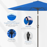 Sunnyglade 9' Patio Umbrella Outdoor Table Umbrella with 8 Sturdy Ribs