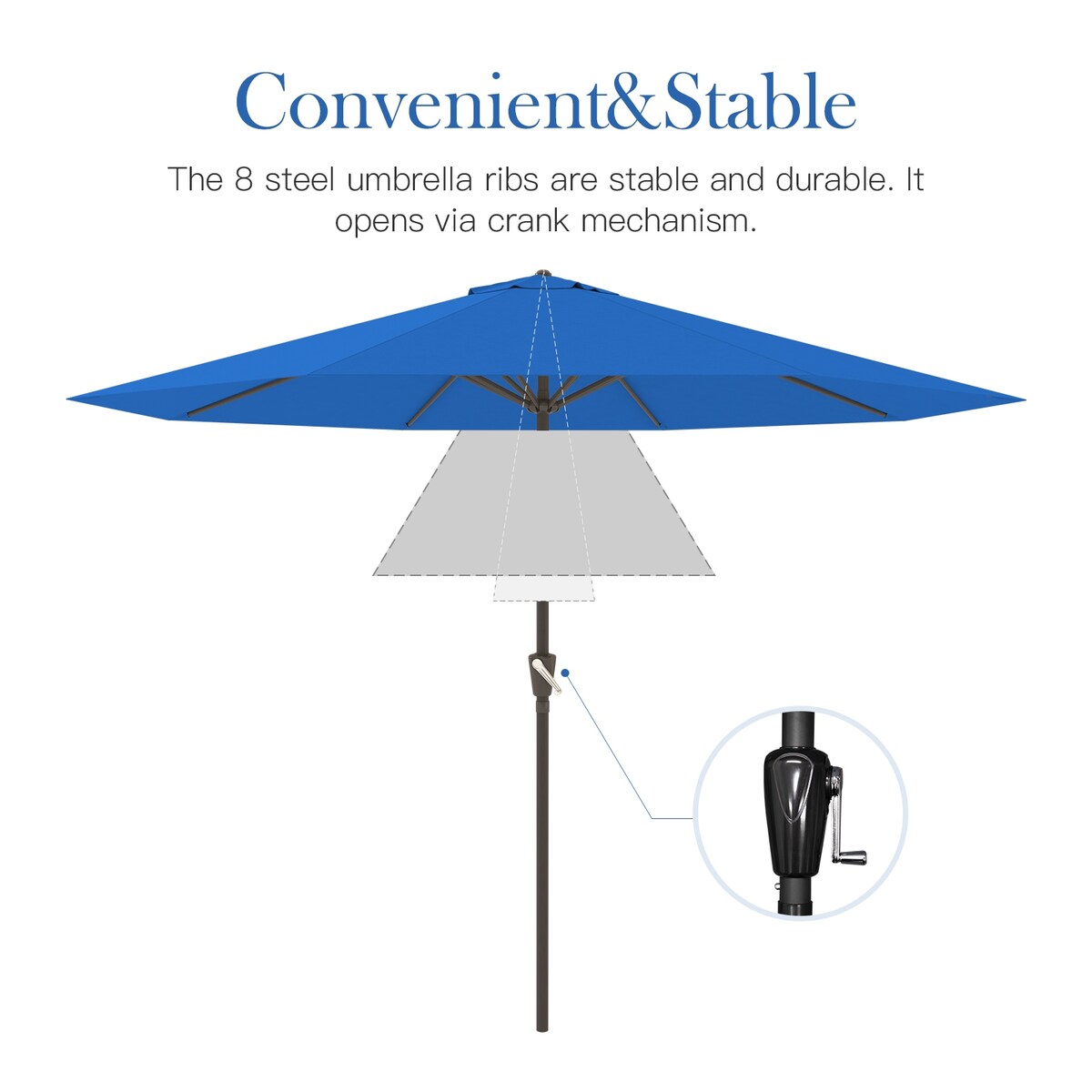 Sunnyglade 9' Patio Umbrella Outdoor Table Umbrella with 8 Sturdy Ribs