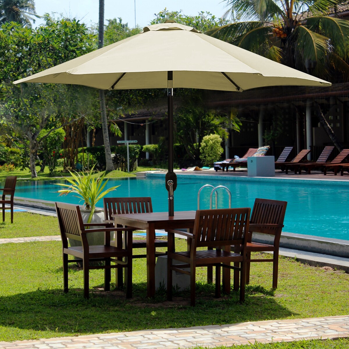 Sunnyglade 9' Patio Umbrella Outdoor Table Umbrella with 8 Sturdy Ribs