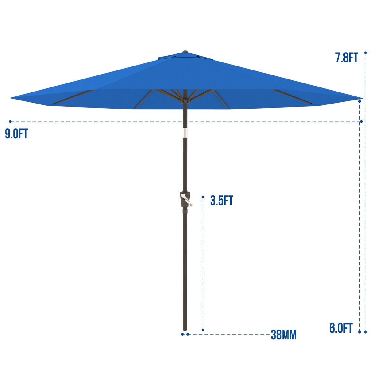 Sunnyglade 9' Patio Umbrella Outdoor Table Umbrella with 8 Sturdy Ribs