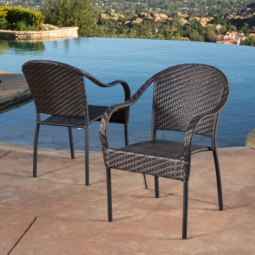 Sunset Outdoor Tight-weave Wicker Chair (Set of 2) by Christopher Knight Home