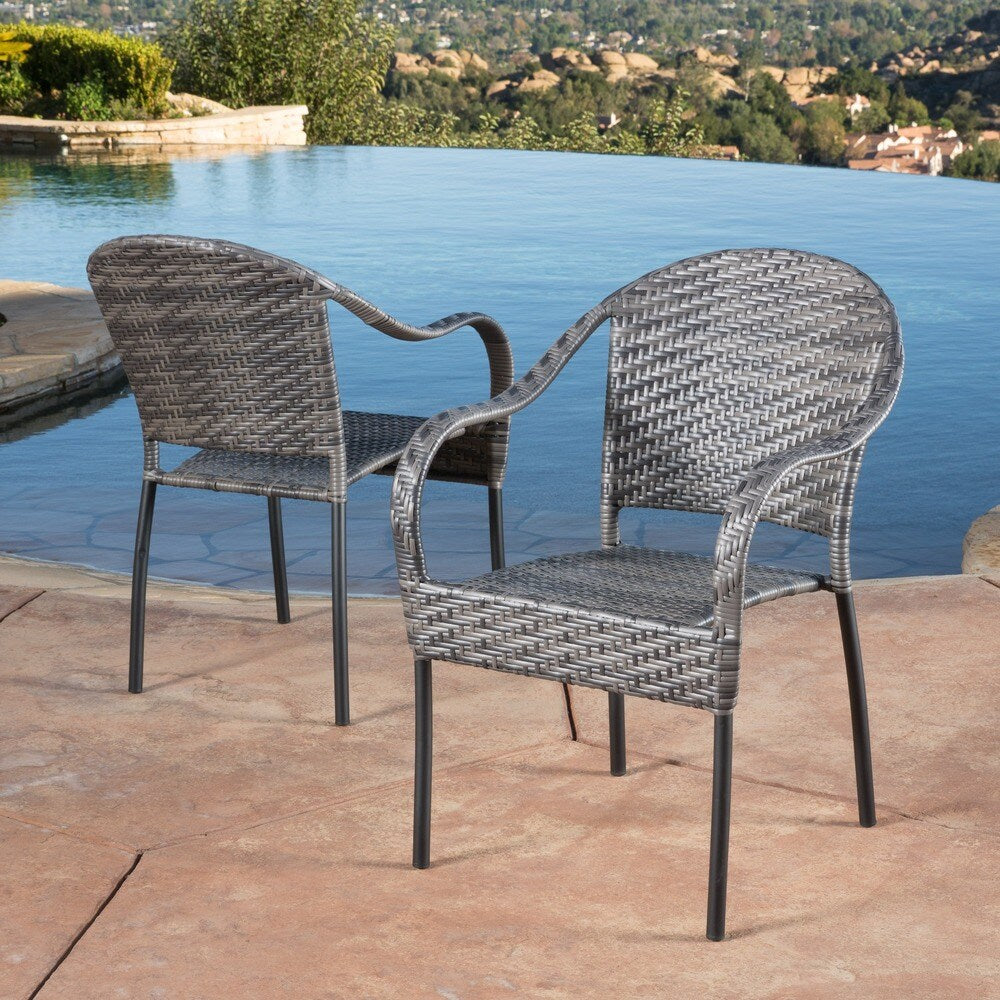 Sunset Outdoor Tight-weave Wicker Chair (Set of 2) by Christopher Knight Home