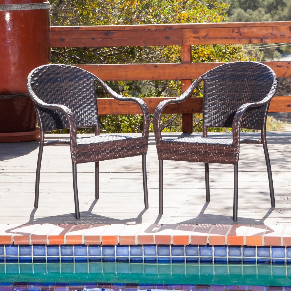 Sunset Outdoor Tight-weave Wicker Chair (Set of 2) by Christopher Knight Home
