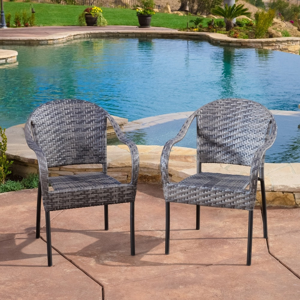 Sunset Outdoor Tight-weave Wicker Chair (Set of 2) by Christopher Knight Home