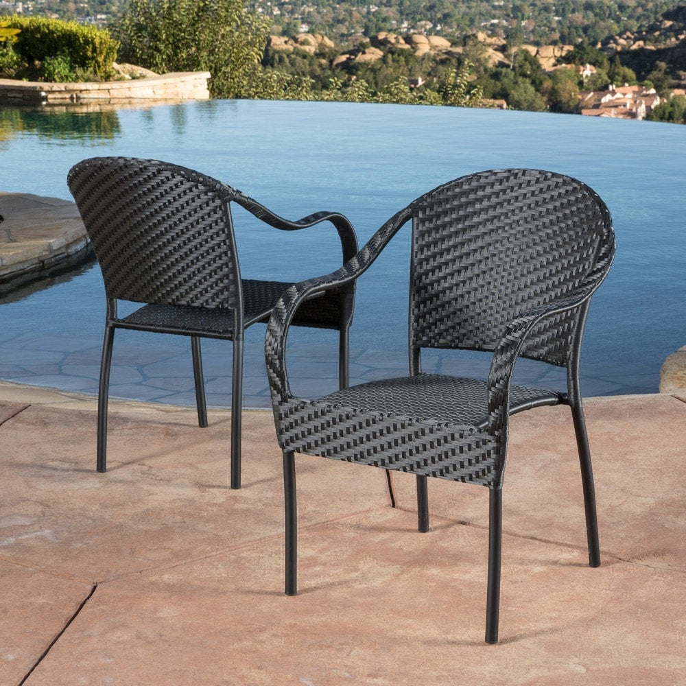 Sunset Outdoor Tight-weave Wicker Chair (Set of 2) by Christopher Knight Home
