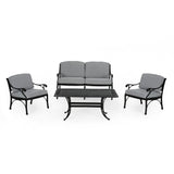 Sunshine Outdoor 4 Seater Aluminum Club Chair Set With Coffee Table and Loveseat by Christopher Knight Home