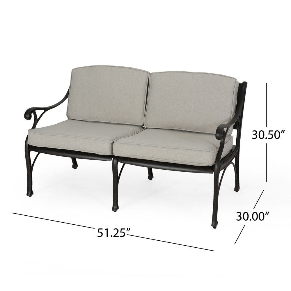Sunshine Outdoor 4 Seater Aluminum Club Chair Set With Coffee Table and Loveseat by Christopher Knight Home