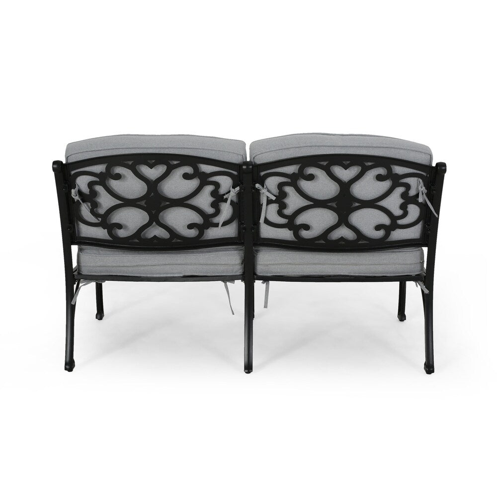 Sunshine Outdoor 4 Seater Aluminum Club Chair Set With Coffee Table and Loveseat by Christopher Knight Home