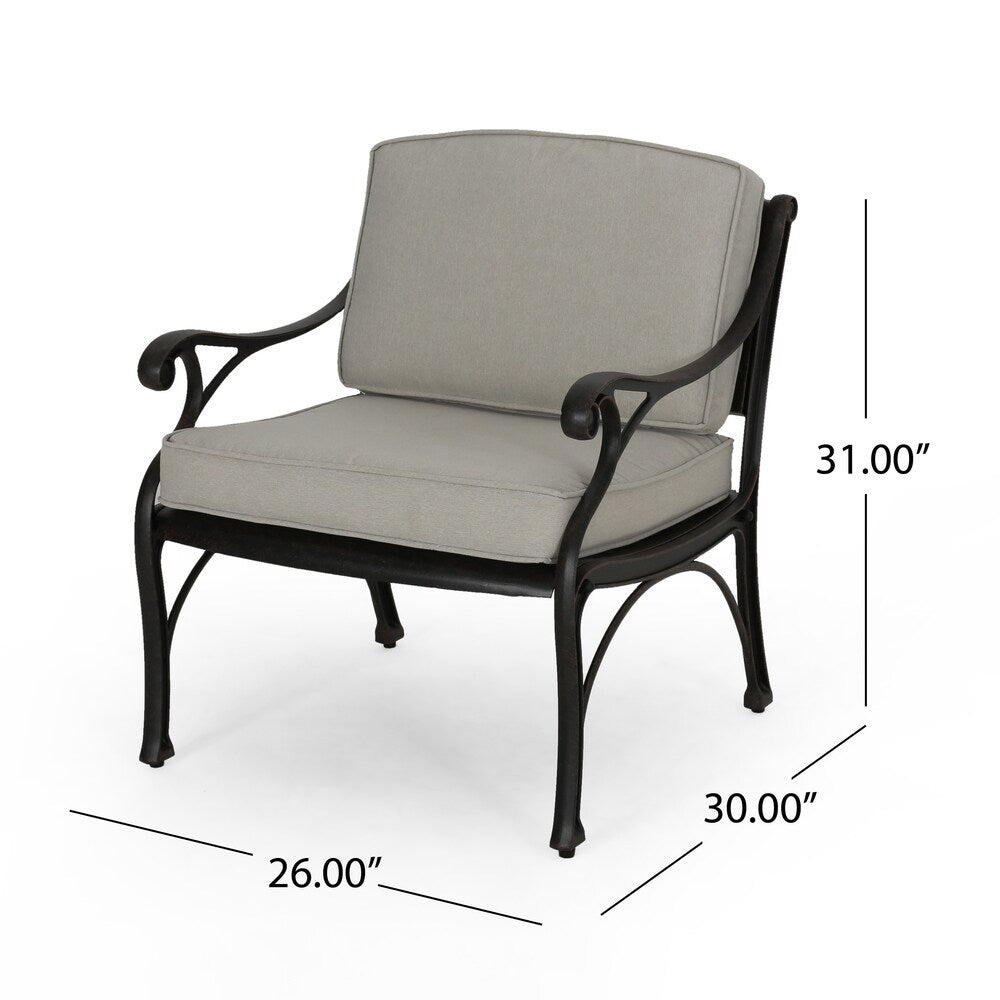 Sunshine Outdoor 4 Seater Aluminum Club Chair Set With Coffee Table and Loveseat by Christopher Knight Home