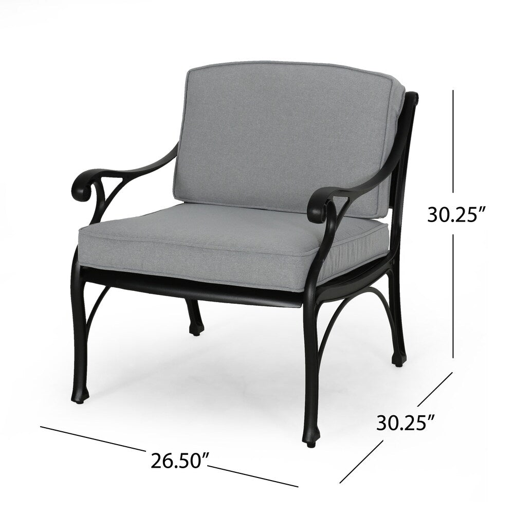 Sunshine Outdoor 4 Seater Aluminum Club Chair Set With Coffee Table and Loveseat by Christopher Knight Home