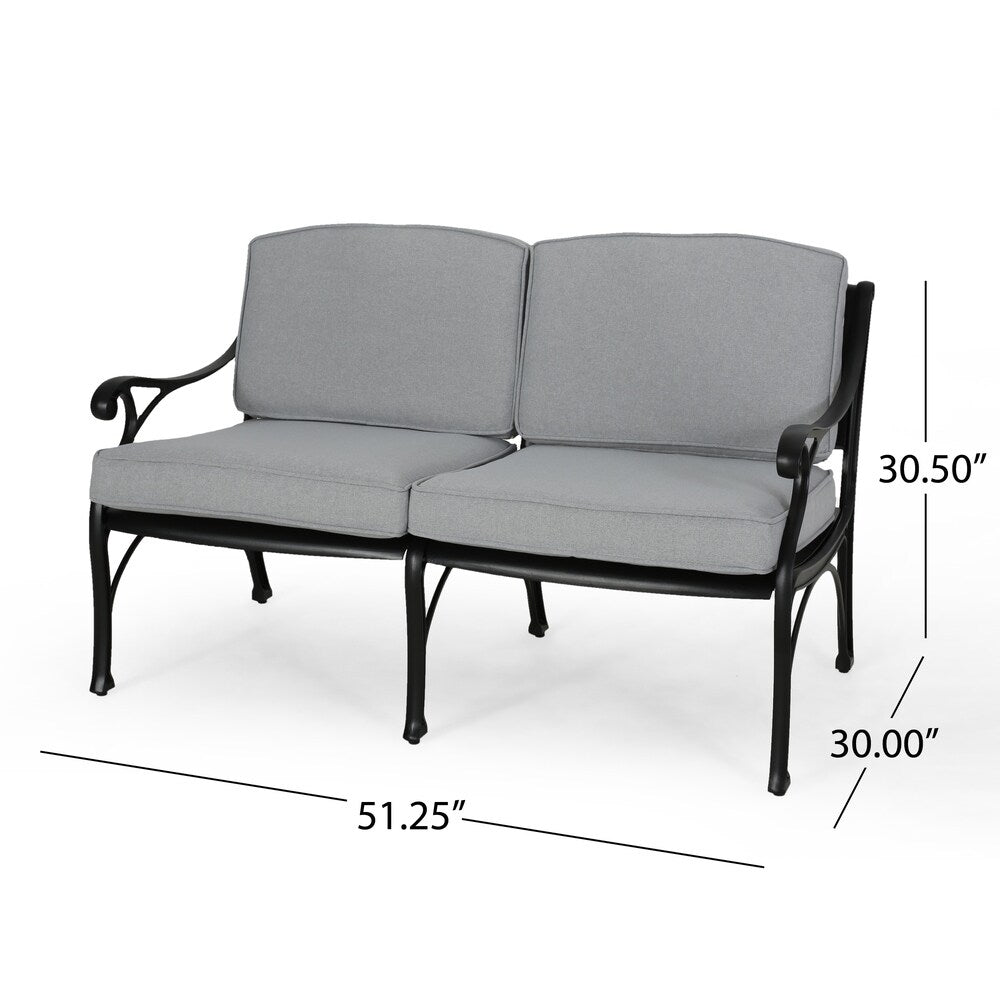 Sunshine Outdoor 4 Seater Aluminum Club Chair Set With Coffee Table and Loveseat by Christopher Knight Home