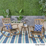 Sunview Outdoor Rustic Acacia Wood Recliner Rocking Chair with Side Table by Christopher Knight Home