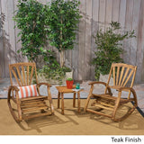 Sunview Outdoor Rustic Acacia Wood Recliner Rocking Chair with Side Table by Christopher Knight Home