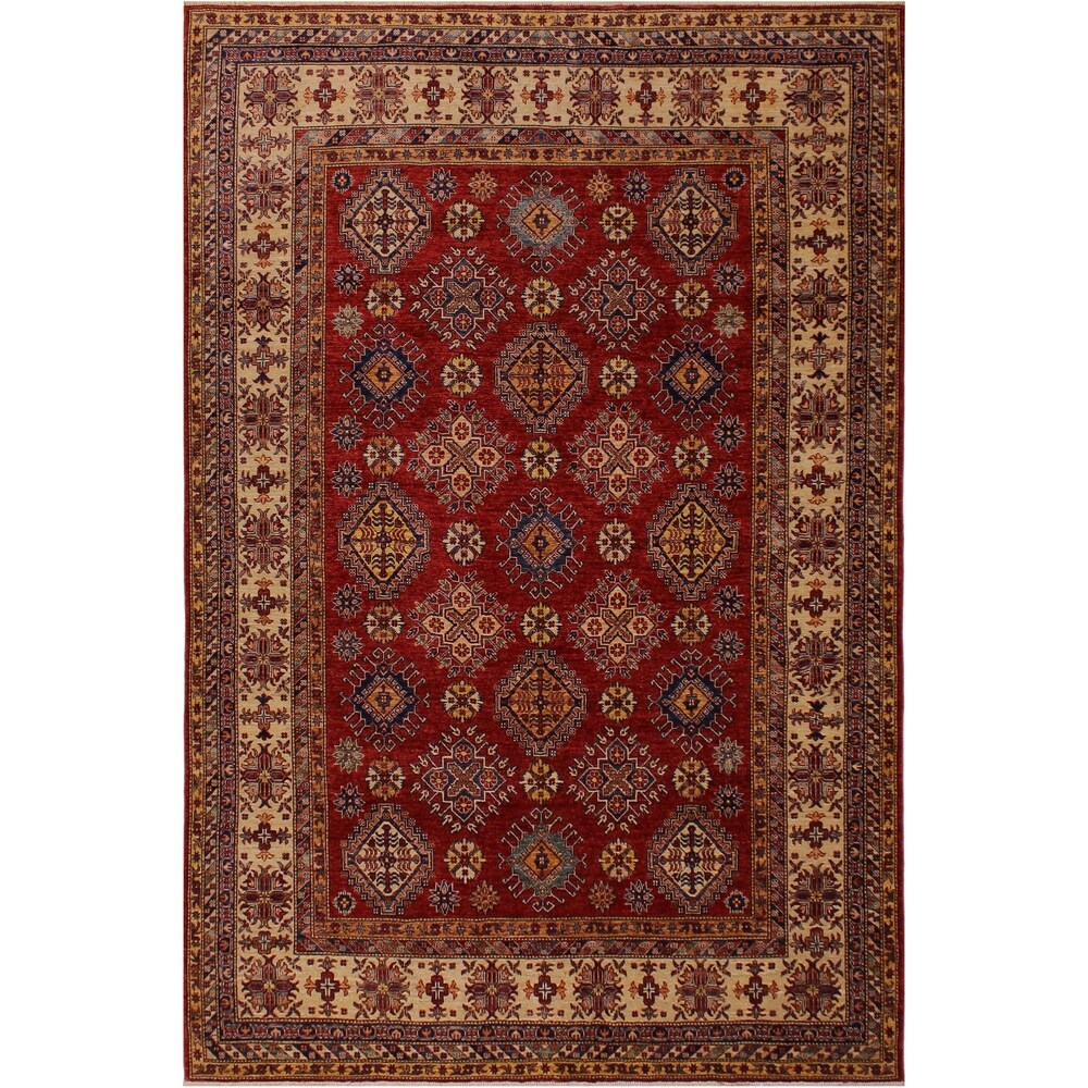 Super Kazak Berna Red/Ivory Wool Rug (8'0 x 10'3) - 8 ft. 0 in. x 10 ft. 3 in.