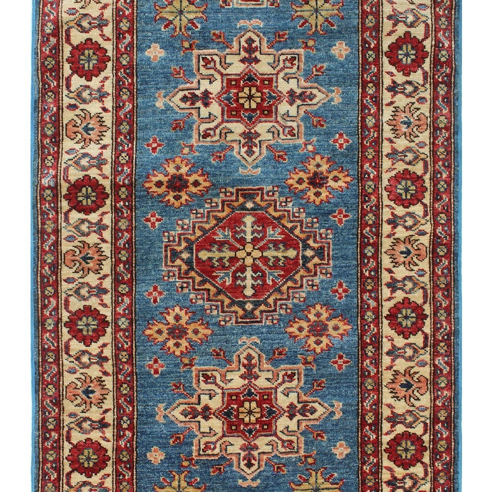 Super Kazak Parsa Blue Wool Area Rug