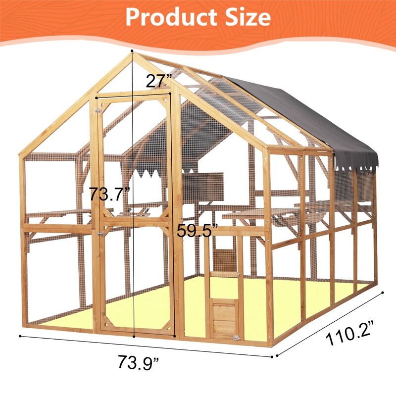 Super Large Cat Run House Outdoor,Luxury Cat Cage,Multiple Zones for Pets' Walking