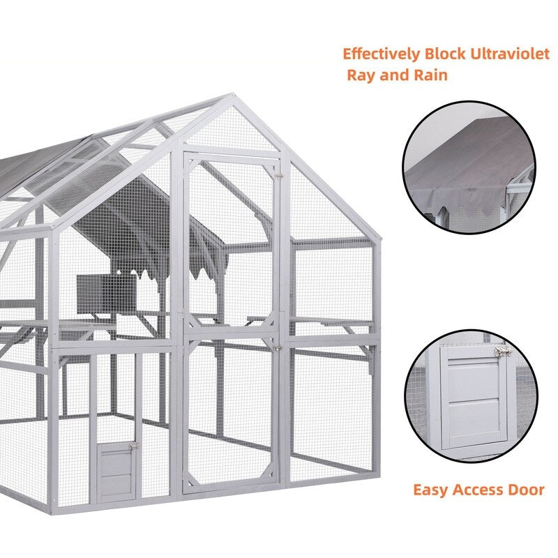 Super Large Cat Run House Outdoor,Luxury Cat Cage,Multiple Zones for Pets' Walking