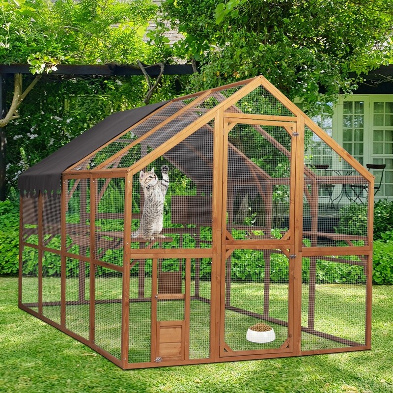 Super Large Cat Run House Outdoor,Luxury Cat Cage,Multiple Zones for Pets' Walking