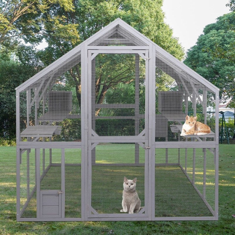 Super Large Cat Run House Outdoor,Luxury Cat Cage,Multiple Zones for Pets' Walking